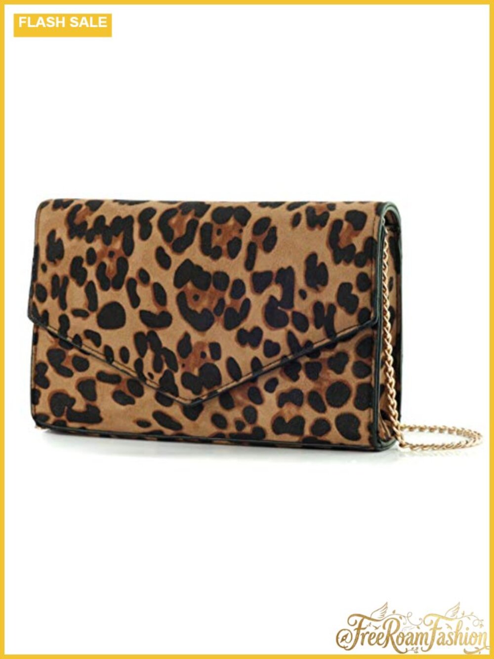 Leopard Print Envelope Clutch Evening Bag Chain Shoulder Bag